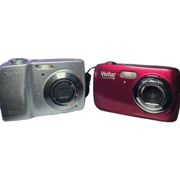 Kodak EasyShare C182 & Vivitar ViviCam F126 Digital Cameras Lot Tested Working - Picture 1 of 10